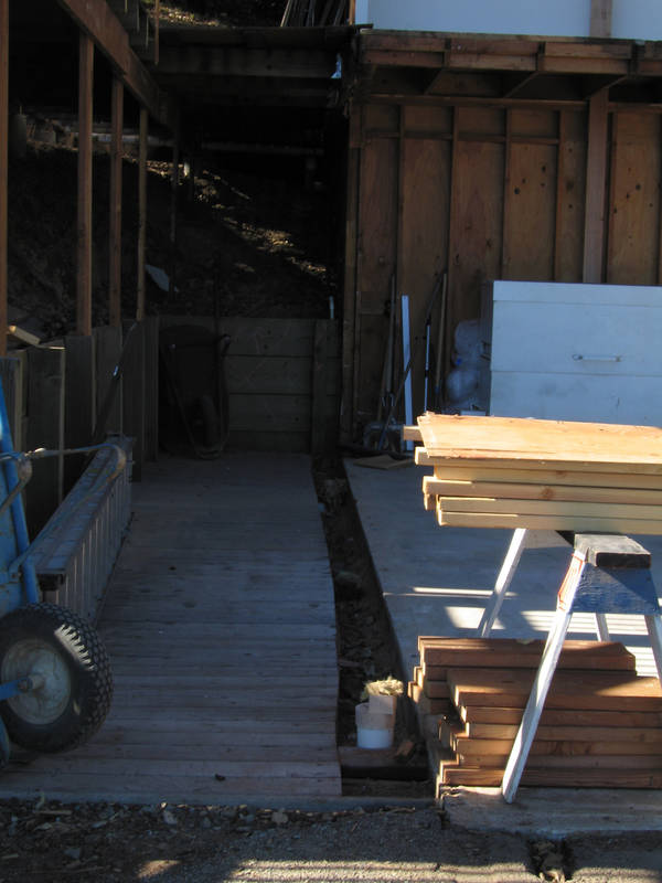 This was the deck behind the garage. Now...