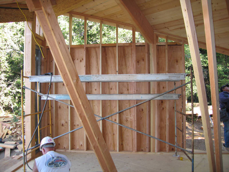 Plywood on the north wall....