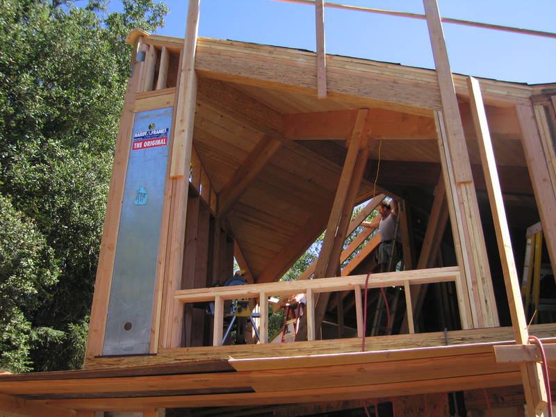 View of the ceiling through the...