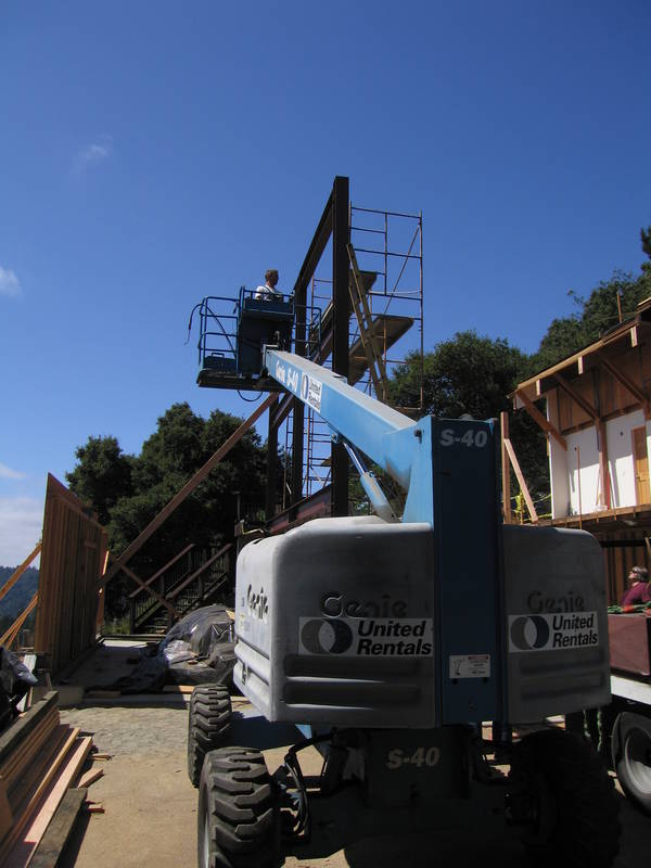 Clay sets up  the platform for welding....