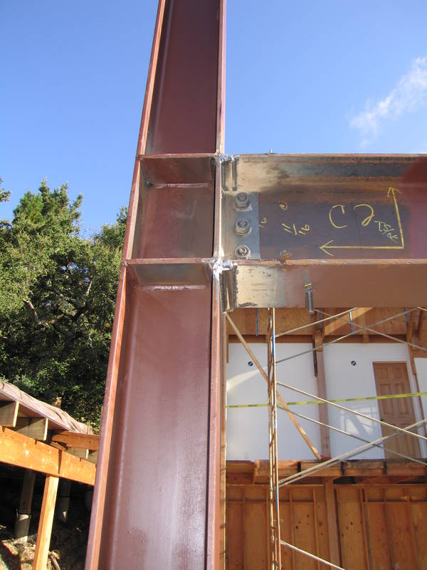 Post-weld closeup of a connection point....