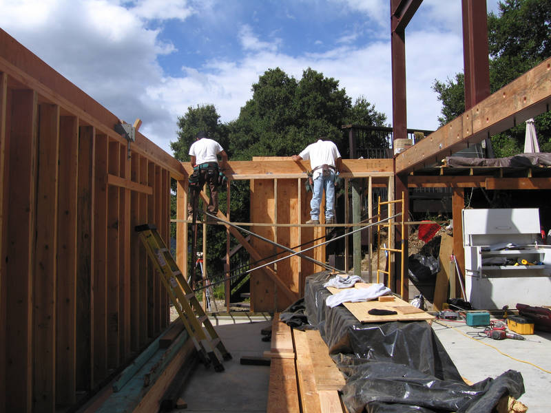 The back wall is framed....