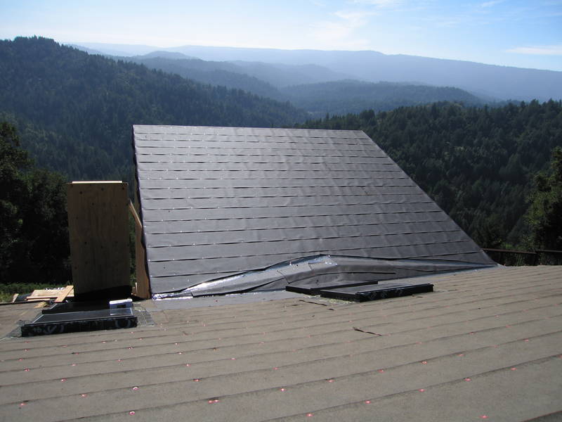 The complete great room roof with felt....