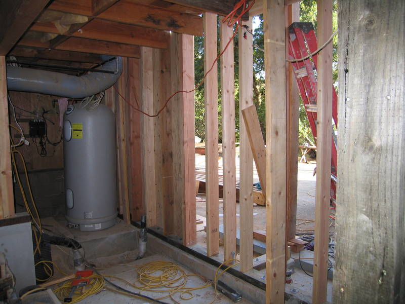 The garage level support wall is rebuilt...