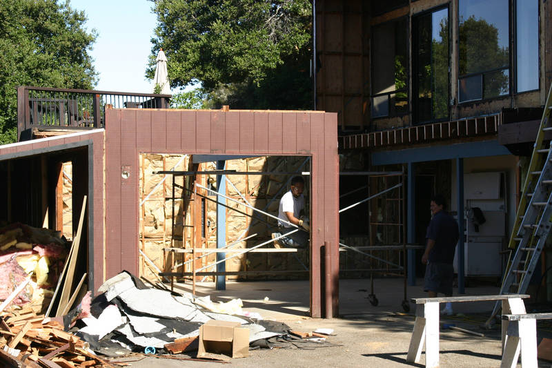 By about 9:00, all of the garage roof...