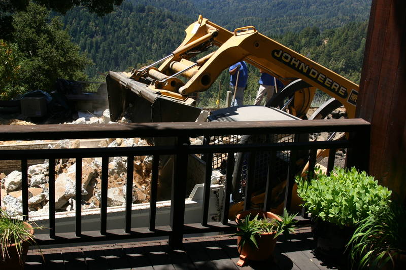 In the dump truck headed for our...