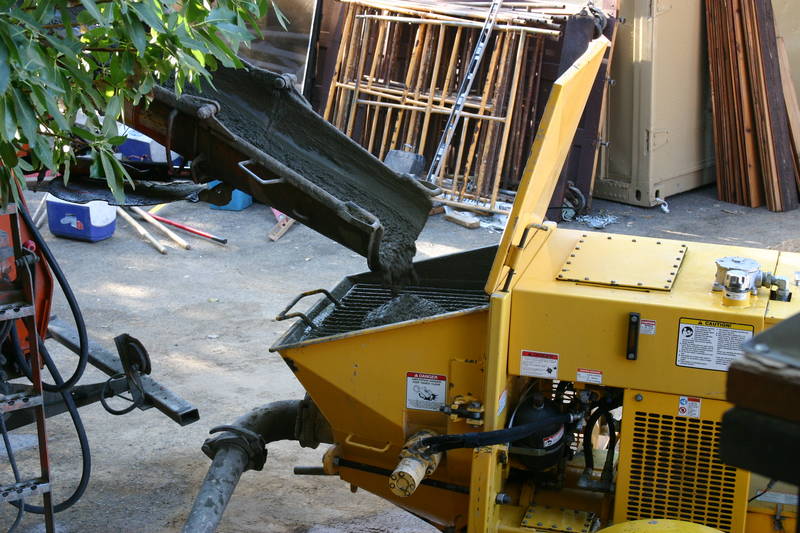 Liquid grey flows into the pump....