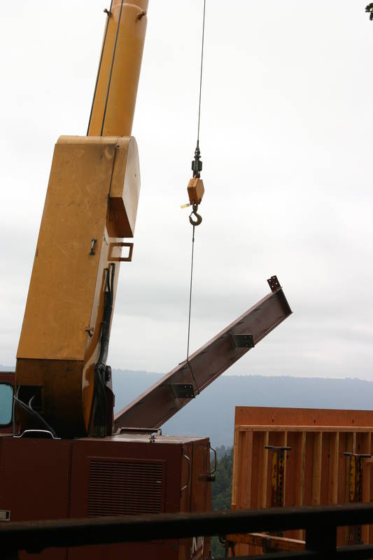 The crane is used one last time to flip...