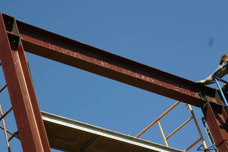 Iron workers like to sign their work.   ...