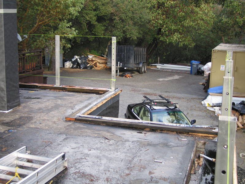 Around the corner, the east posts are...