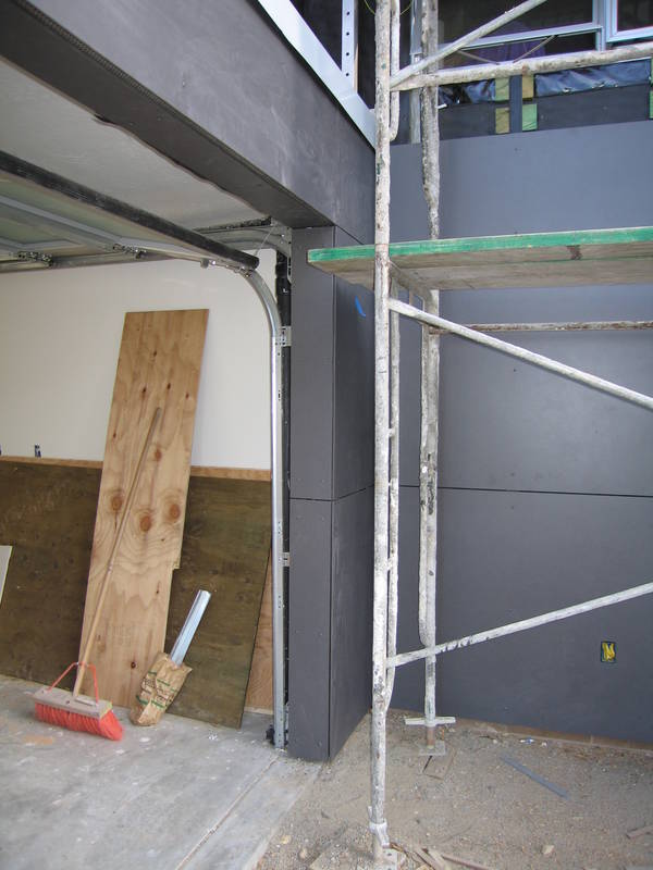 Closeup of the garage detail between the...