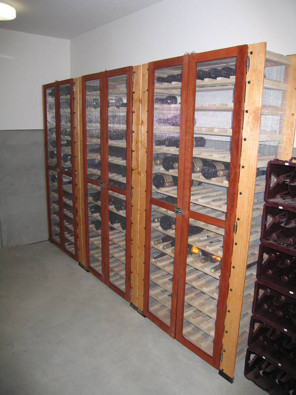 The wine room. Racks by Ikea, built up...