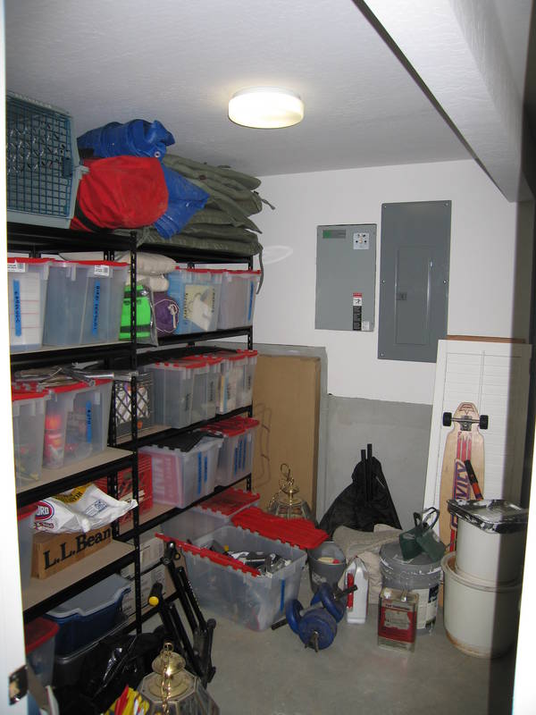 In the utility room, new shelves are...