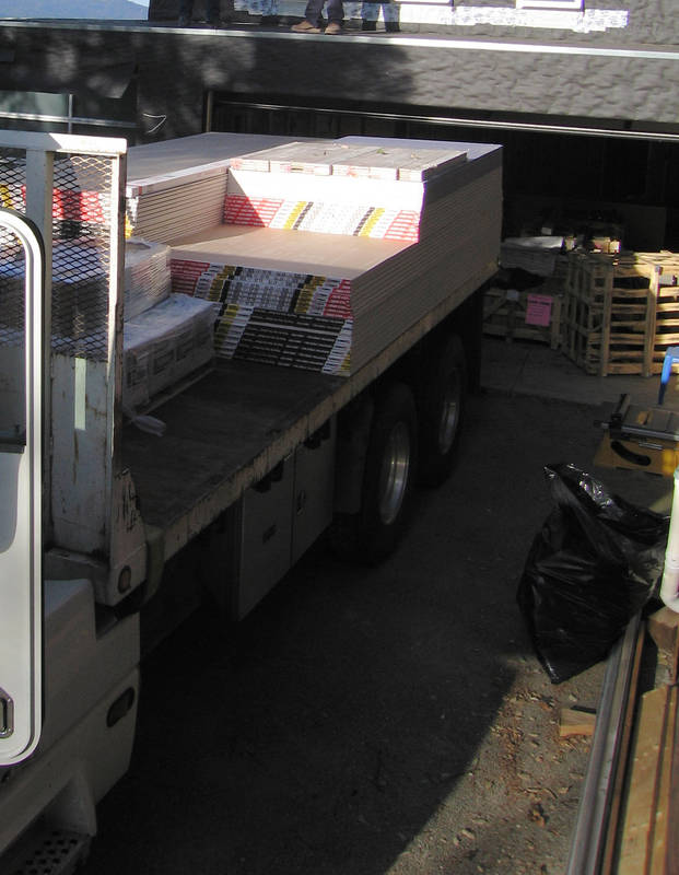 Drywall arrives! Not ready to install...